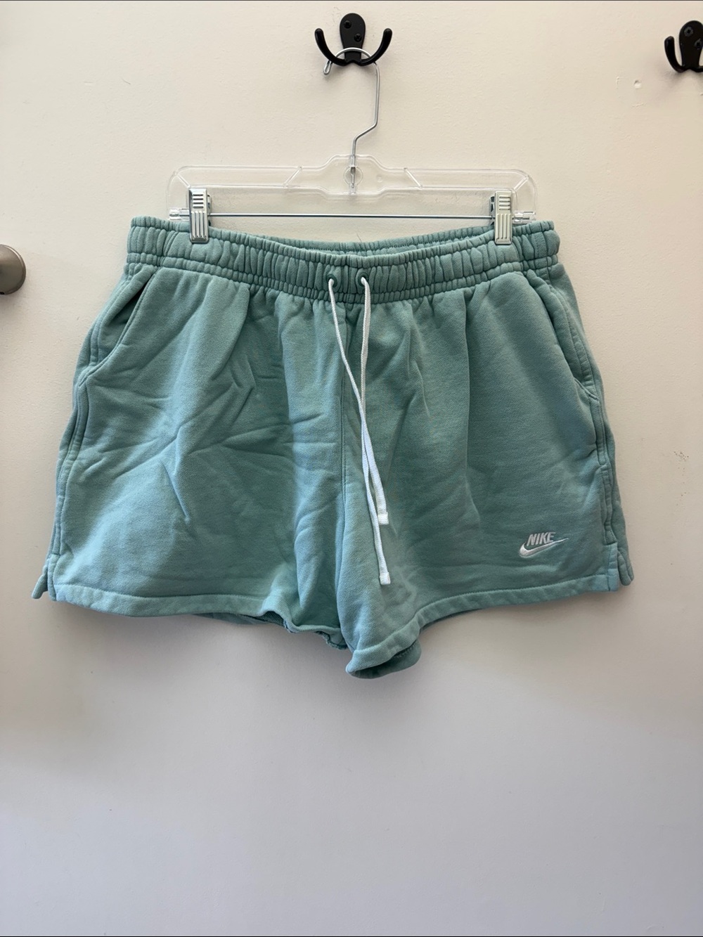 Nike Women's Seafoam Green Fleece Drawstring Shorts